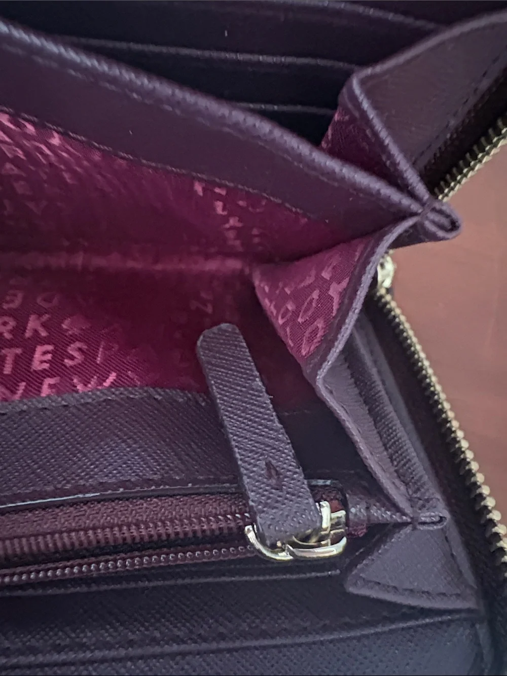 Kate Spade NY Laurel Way Neda Saffiano Burgundy Leather Zip Continental Wallet